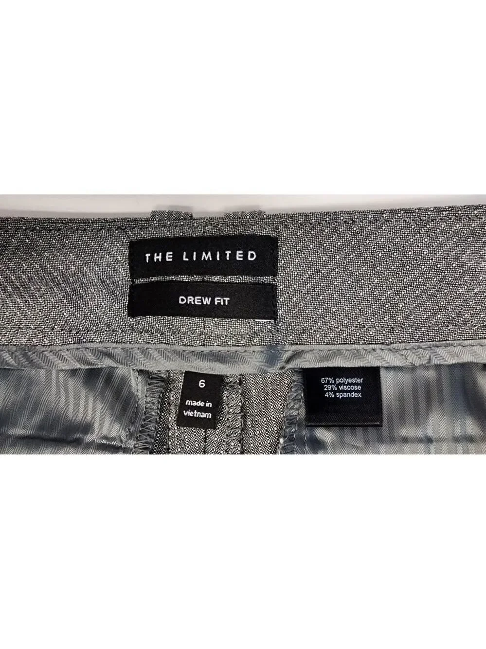 The Limited Herringbone Drew Fit Bermuda Casual Dress Shorts Color Gray Size 6